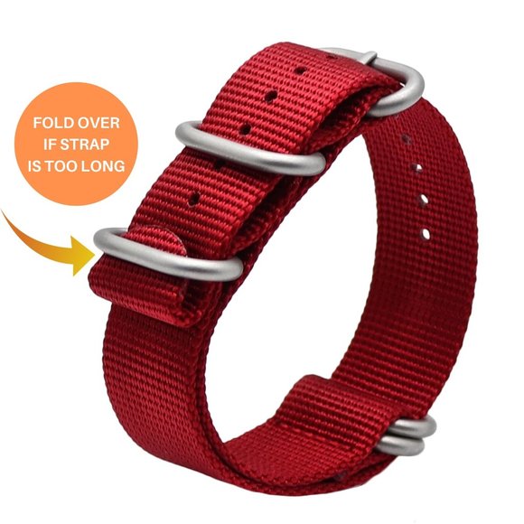 Red Nylon Nato Watch Strap Military 18mm or 22mm - Picture 5 of 7